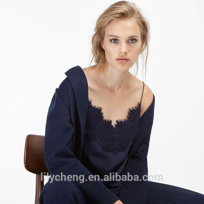 custom fashion women blouse casual top crop top sexy top with lace