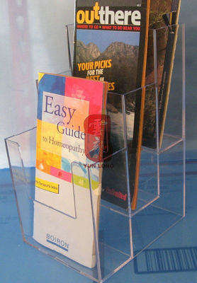 3 Tier Clear Brochure Display Racks , Wall Mount Magazine Rack