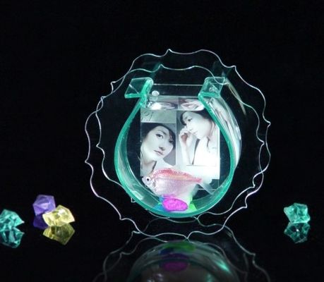 Modern Clear Acrylic Fish Tank With Picture Frame For Gift , Engraving