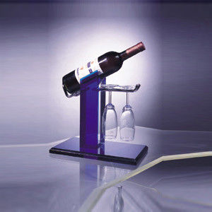 Eco-Friendly Acrylic Wine Display Holder For 1 Bottle , 2 Glasses