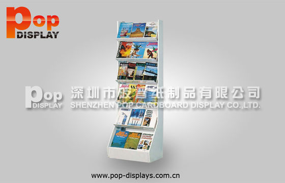 Pop up Standing Cardboard Magazine Display For Books With 6 Shelves