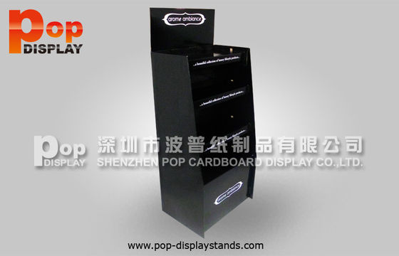 Black Cosmetic Display Stands ,  Durable Cardboard Displays With 4 Shelves
