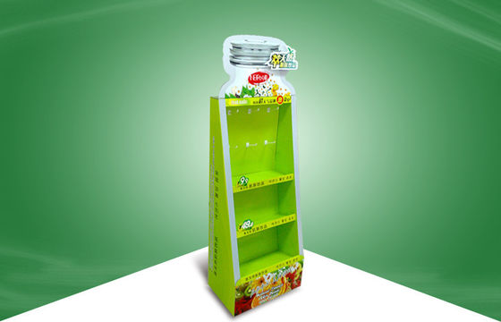 Medicine Green Cardboard Display Stands With Hooks / Shelves