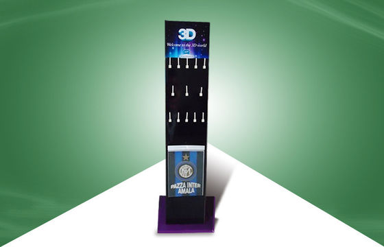 Four-face-show Cardboard Display Stand Floor Hook Display for 3D Poster Cards