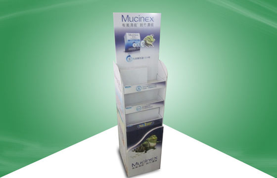 Customized Cardboard Free Standing Display Units , Recyclable Medicine Floor Display
