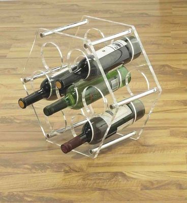 Stainless Steel Wine Display Stands Clear Acrylic For Bottles