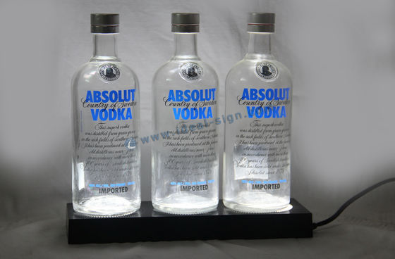 LED Acrylic Liquor Bottle Display Standing / Glorifier PS Injection Plastic Case