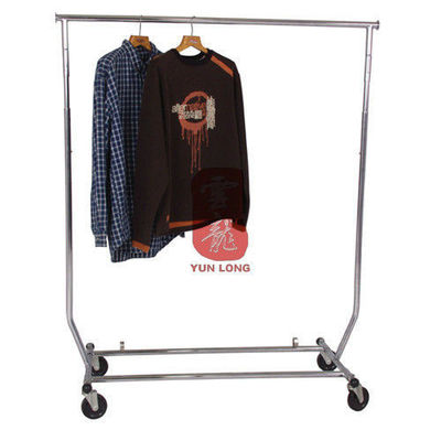 Mobile Metal Portable Clothing Display Racks , Hanging Clothes Rack