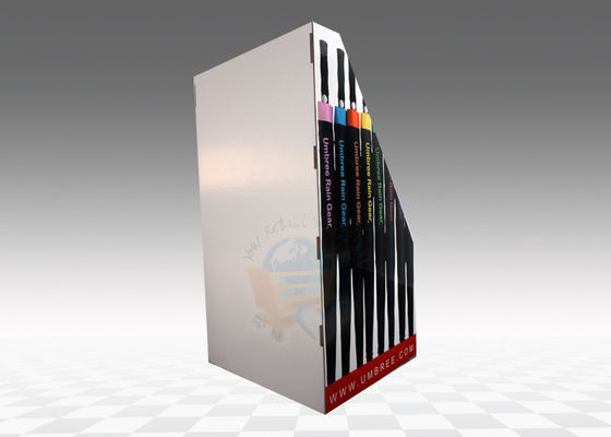 WaterProof  White Cardboard Display Stand For Umbrella Promotion