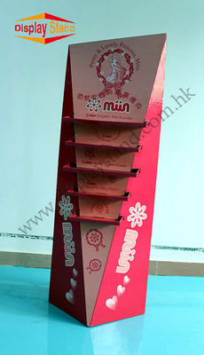 Red Advertising Cosmetic Cardboard Display Stand Models with Five Layers