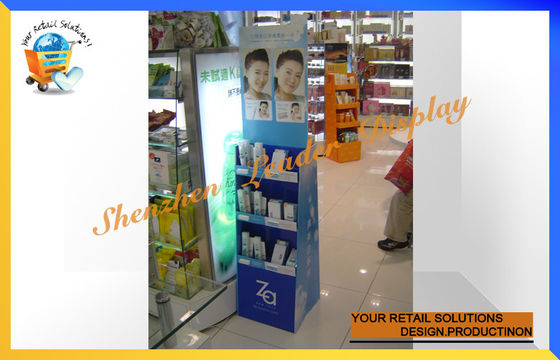 Advertising Makeup / Cosmetic Carton Display Stands For Sales Retail With Hooks