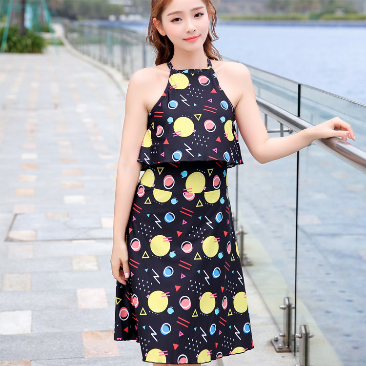 Cheap Beautiful Print One Piece Woman Swimwear Swimsuit Dress
