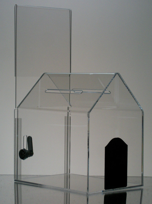 clear Frost Acrylic Donation Box with Lock