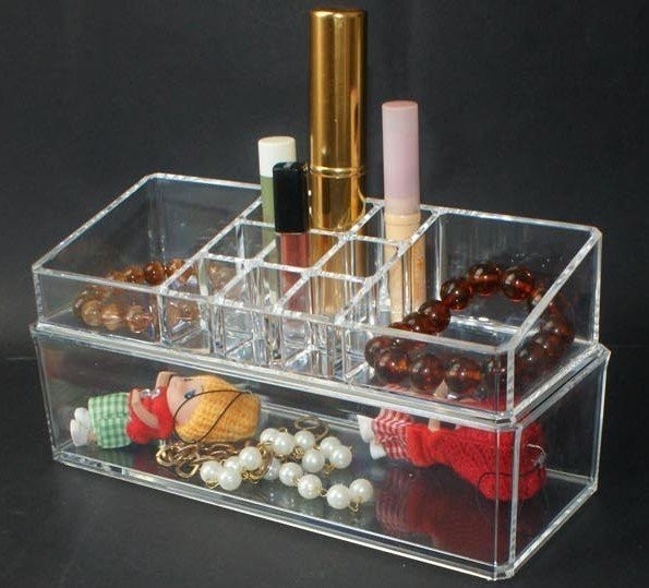 Clear Crystal Plastic Acrylic Makeup Case Jewellery Box