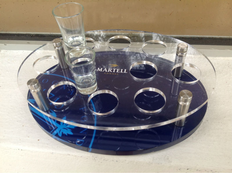 Customized Acrylic Wine Display Case , Wine Glass Tray With Logo