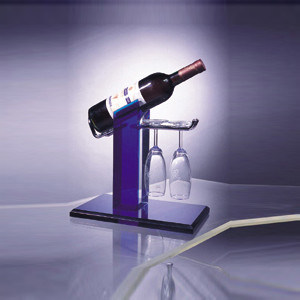 Eco-Friendly Acrylic Wine Display Holder For 1 Bottle , 2 Glasses