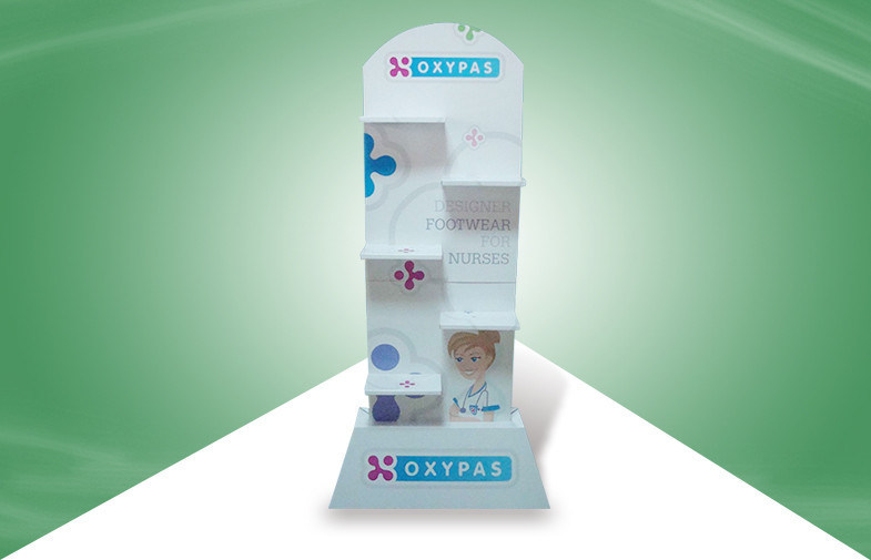 Stable Eye - catching Double-face-show POS Cardboard Display Stands For Footware Products