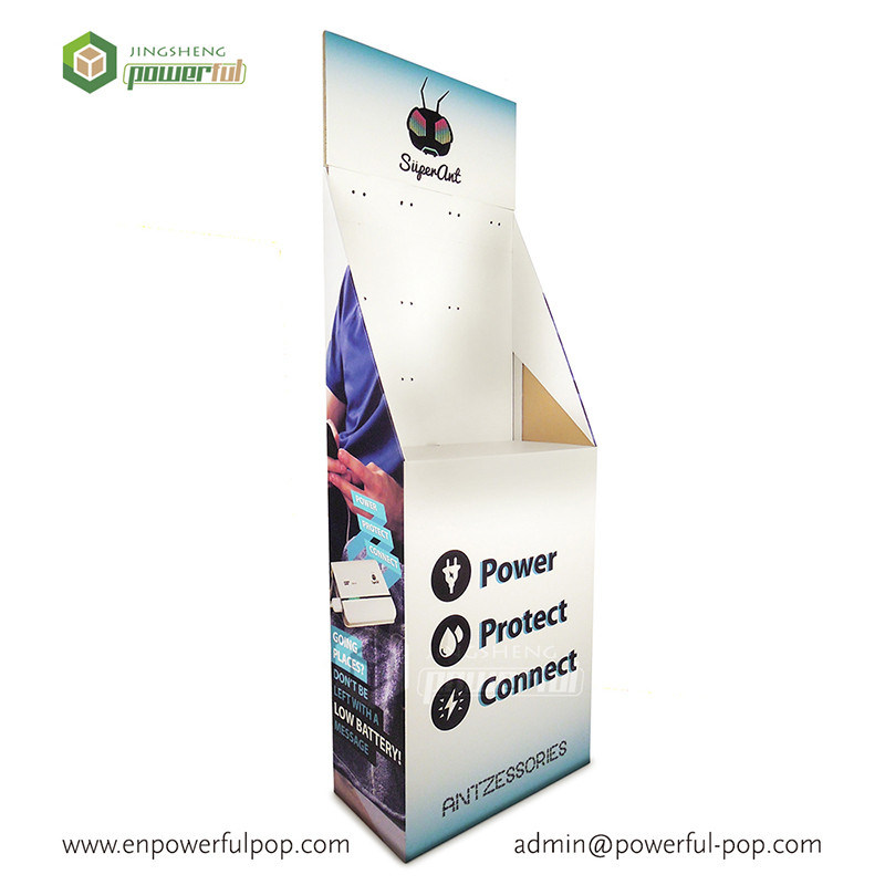 Folding Cardboard Stand with Hooks, Cardboard Display Stand For Mobile Accessories