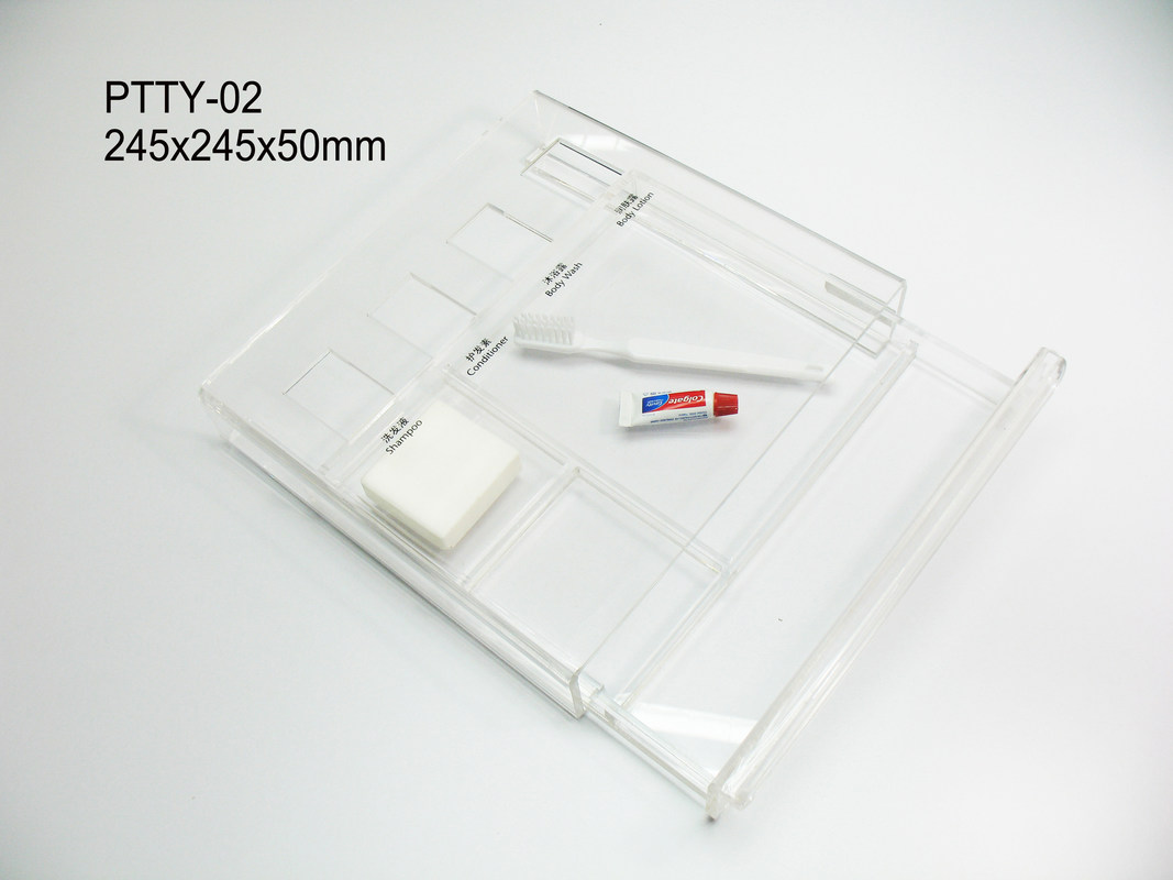 Flat Unbreakable Acrylic Display With Stands Holders Hotel Amenities For Hotels