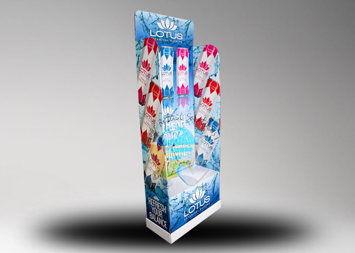4C Printing Corrugated Floor Bottles Display Stand , Beverages Paper Display